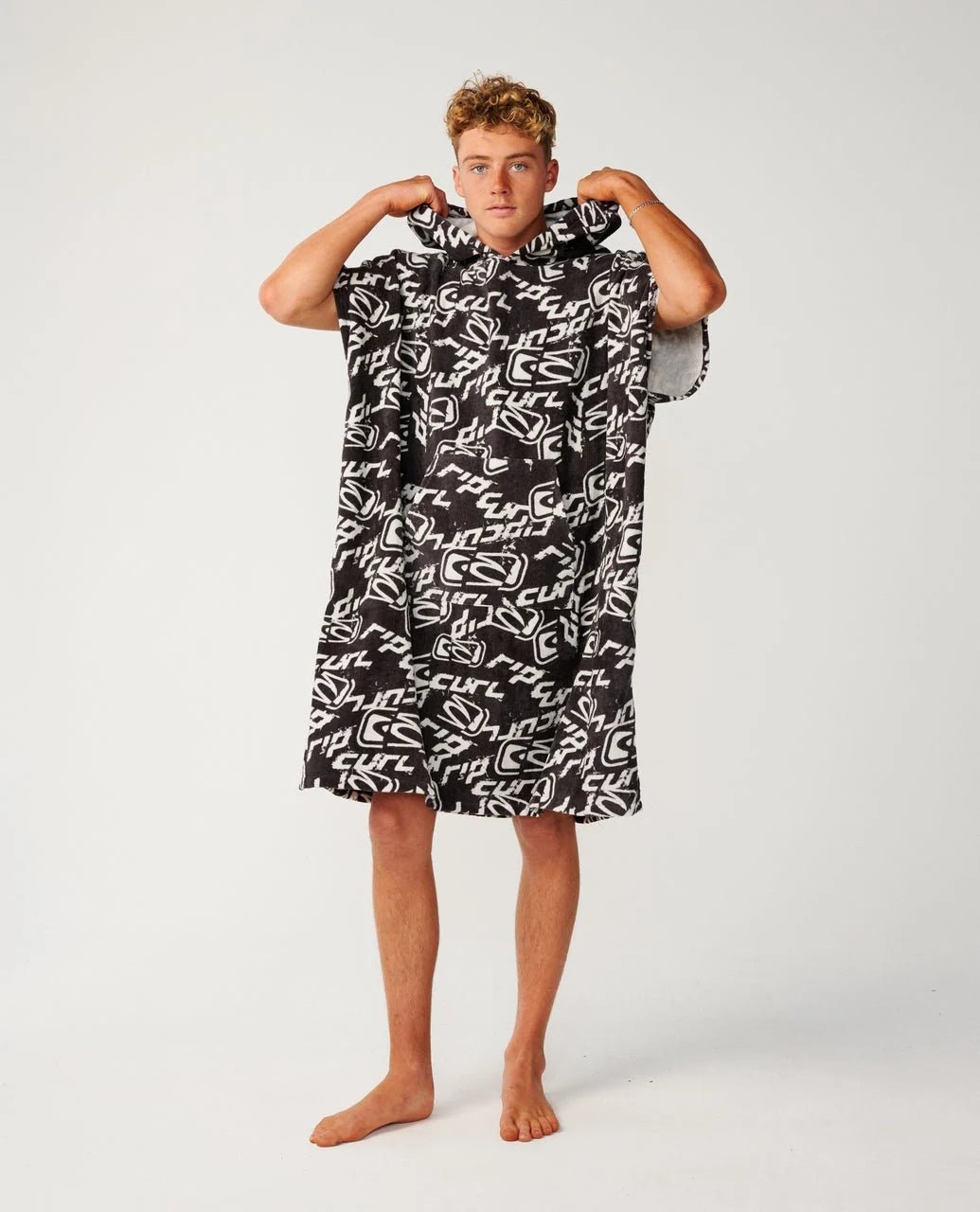 SESSIONS HOODED TOWEL -Rip Curl01RMTO-WASHED BLACK