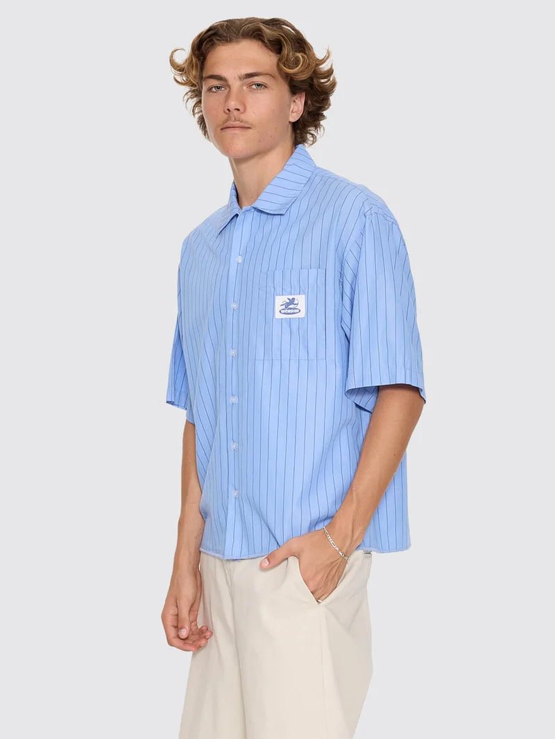 Shadow Cherub Box Crop Short Sleeve Shirt -WorshipPH26-203E-Dream Blue Stripe-S