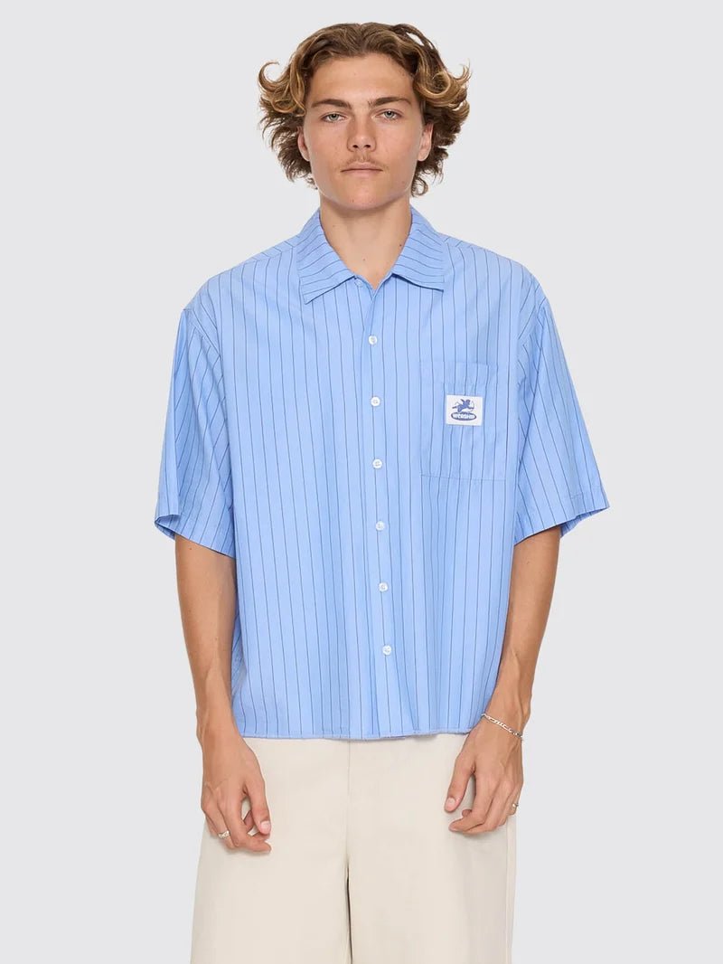Shadow Cherub Box Crop Short Sleeve Shirt -WorshipPH26-203E-Dream Blue Stripe-S