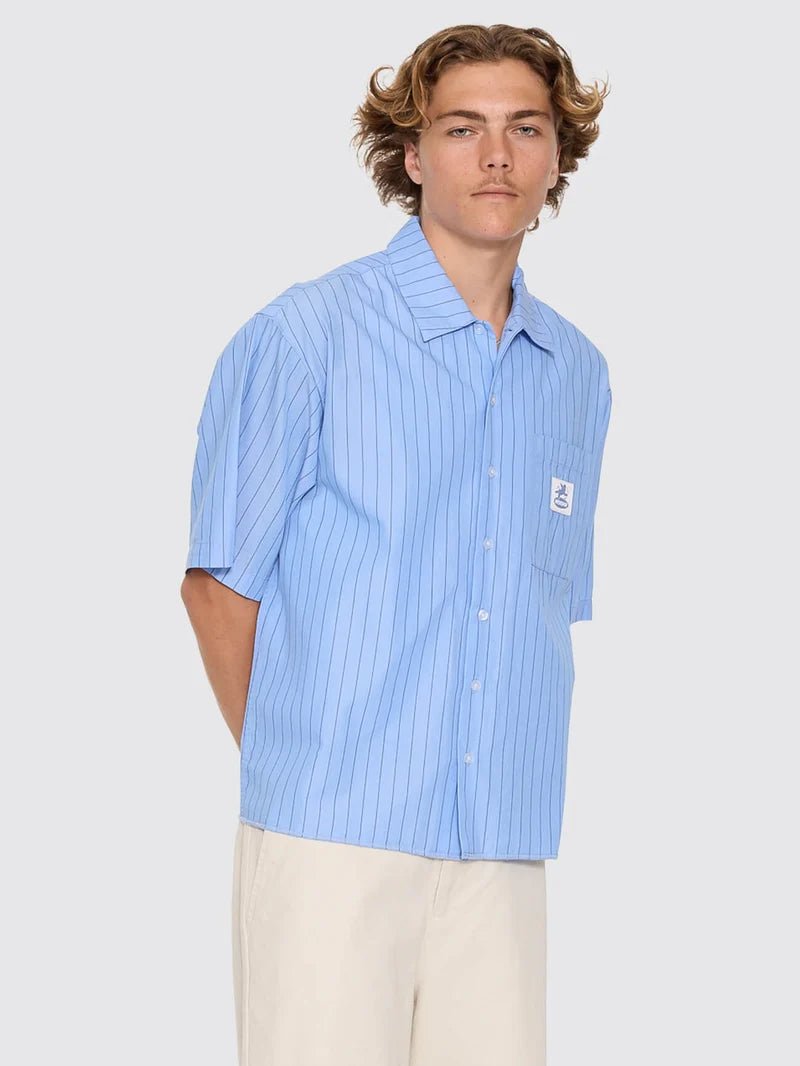 Shadow Cherub Box Crop Short Sleeve Shirt -WorshipPH26-203E-Dream Blue Stripe-S