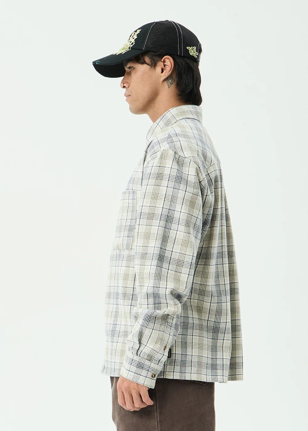 Shelter - Recycled Flannel Long Sleeve Shirt - AfendsM262250-WHITE CHECK-XS