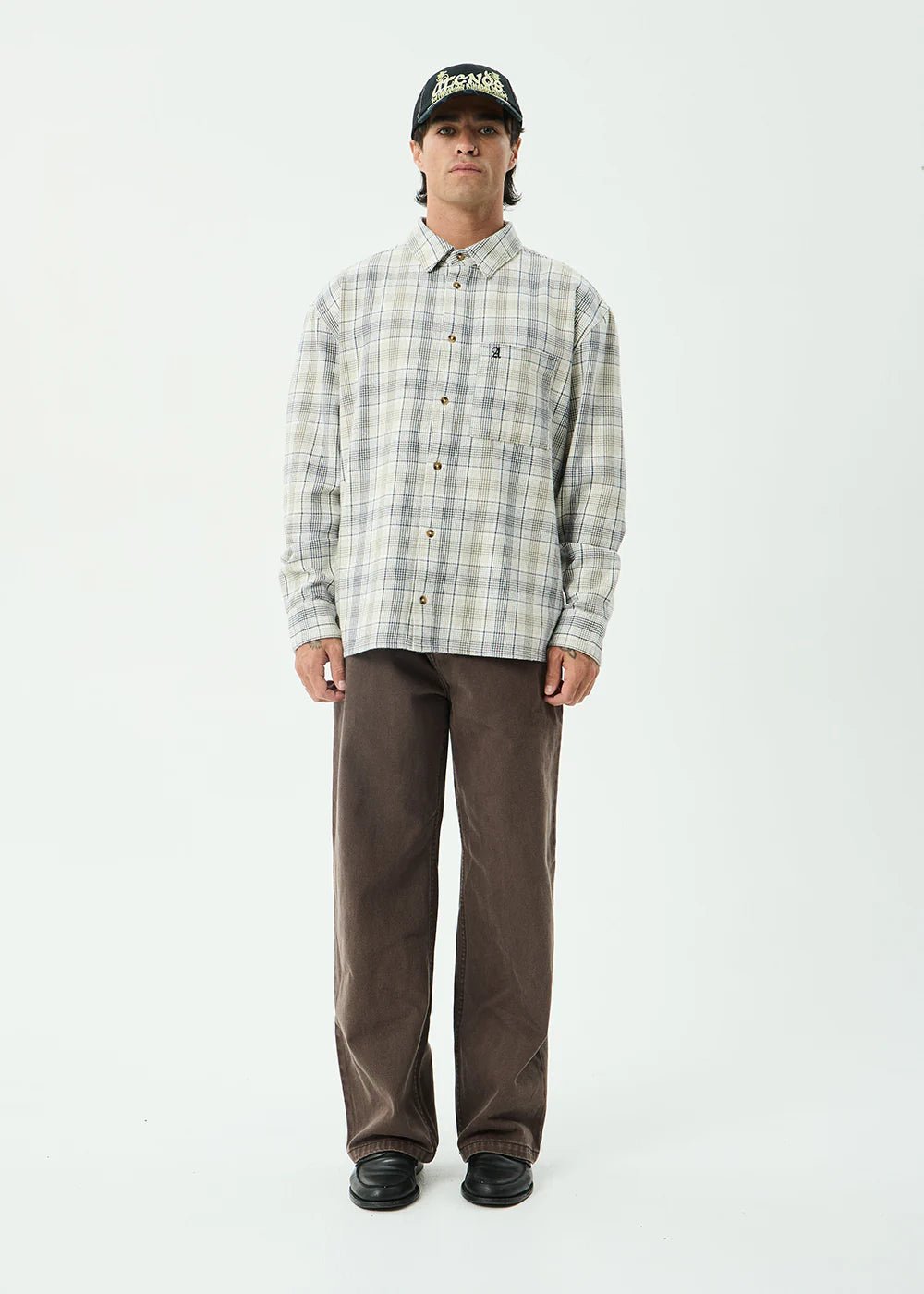 Shelter - Recycled Flannel Long Sleeve Shirt - AfendsM262250-WHITE CHECK-XS