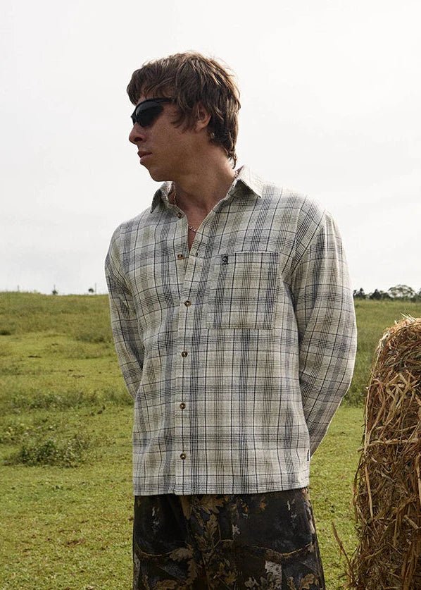 Shelter - Recycled Flannel Long Sleeve Shirt - AfendsM262250-WHITE CHECK-XS