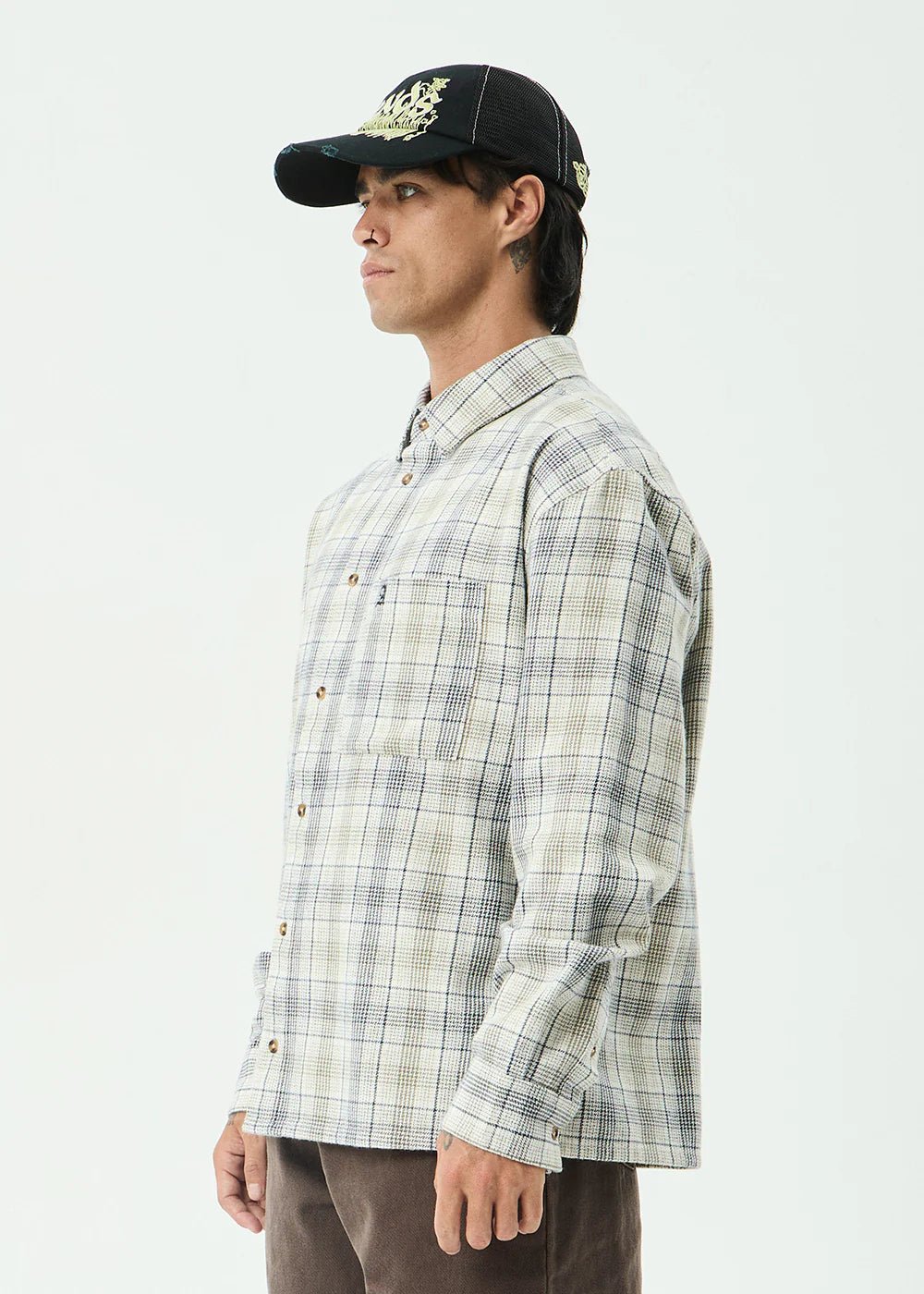 Shelter - Recycled Flannel Long Sleeve Shirt - AfendsM262250-WHITE CHECK-XS