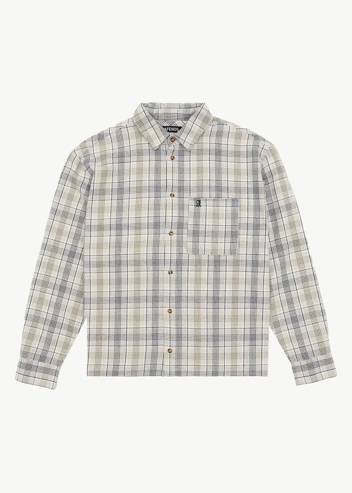 Shelter - Recycled Flannel Long Sleeve Shirt - AfendsM262250-WHITE CHECK-XS