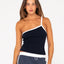 Sling One Shoulder Contrast Skimmer Tank - RustyFSL0699 - BLK - Black - 6