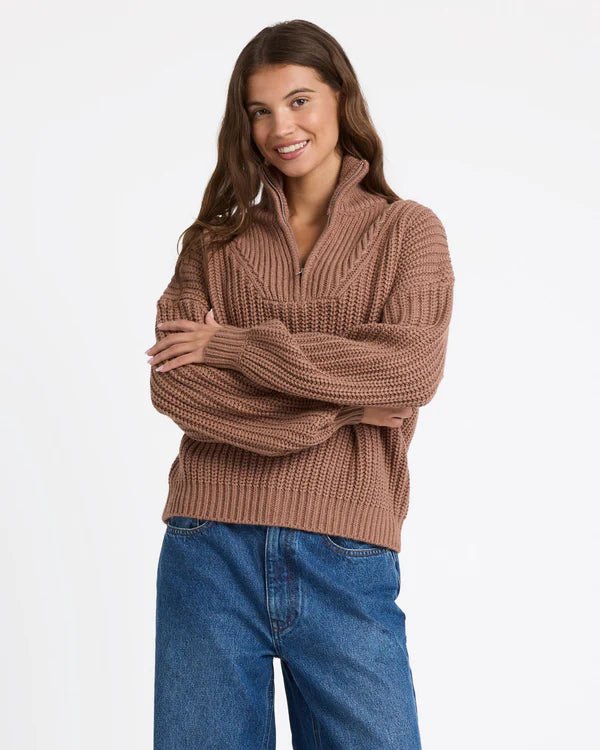SO COZY HALF ZIP - Roxy26B071671-MOCHA-XS