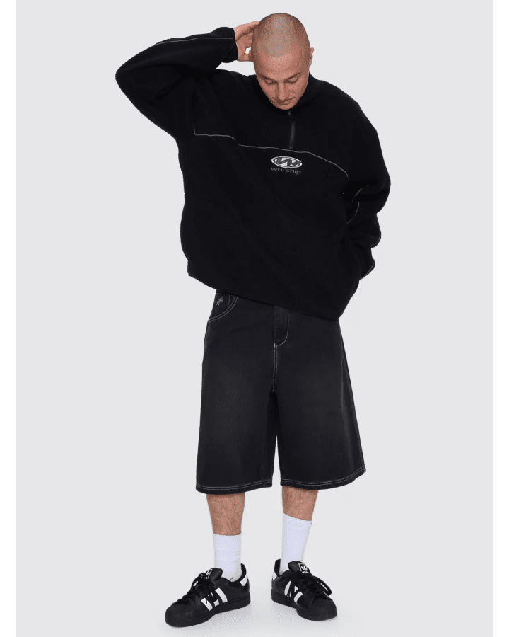 Sonic Quarter Zip Sherpa Fleece - WorshipPA26-219B-Black-M