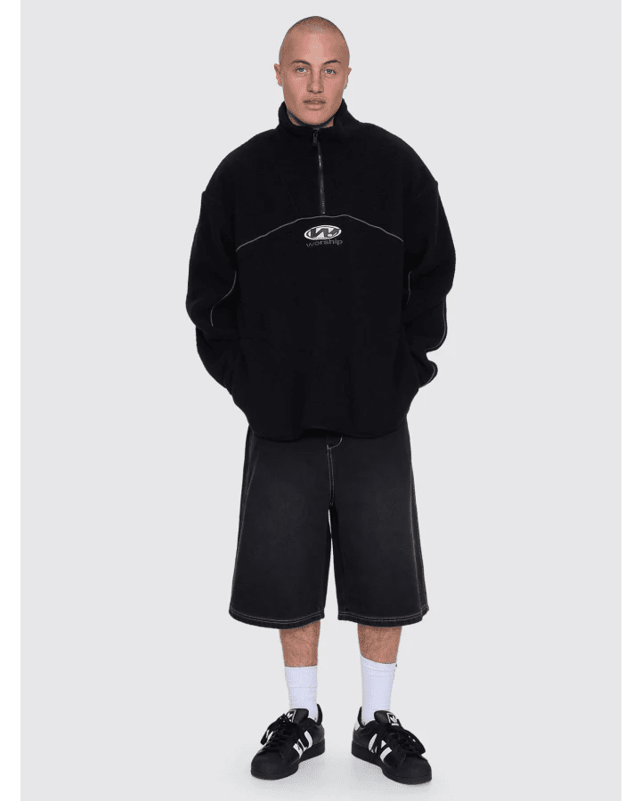 Sonic Quarter Zip Sherpa Fleece - WorshipPA26-219B-Black-M