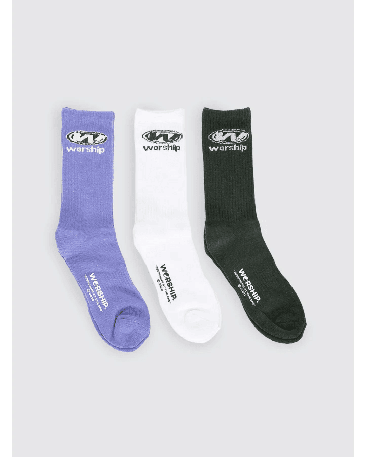 Sonic Socks 3 Pack - WorshipPA26-1004AFE-White - Green - Blue-One Size