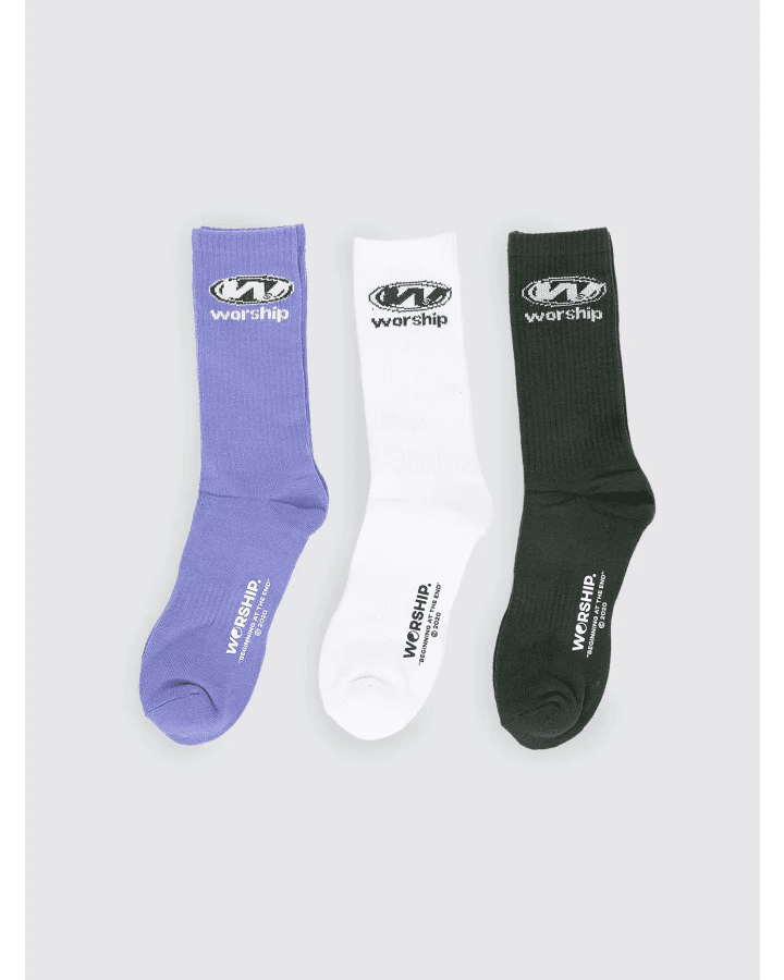 Sonic Socks 3 Pack - WorshipPA26-1004AFE-White - Green - Blue-One Size
