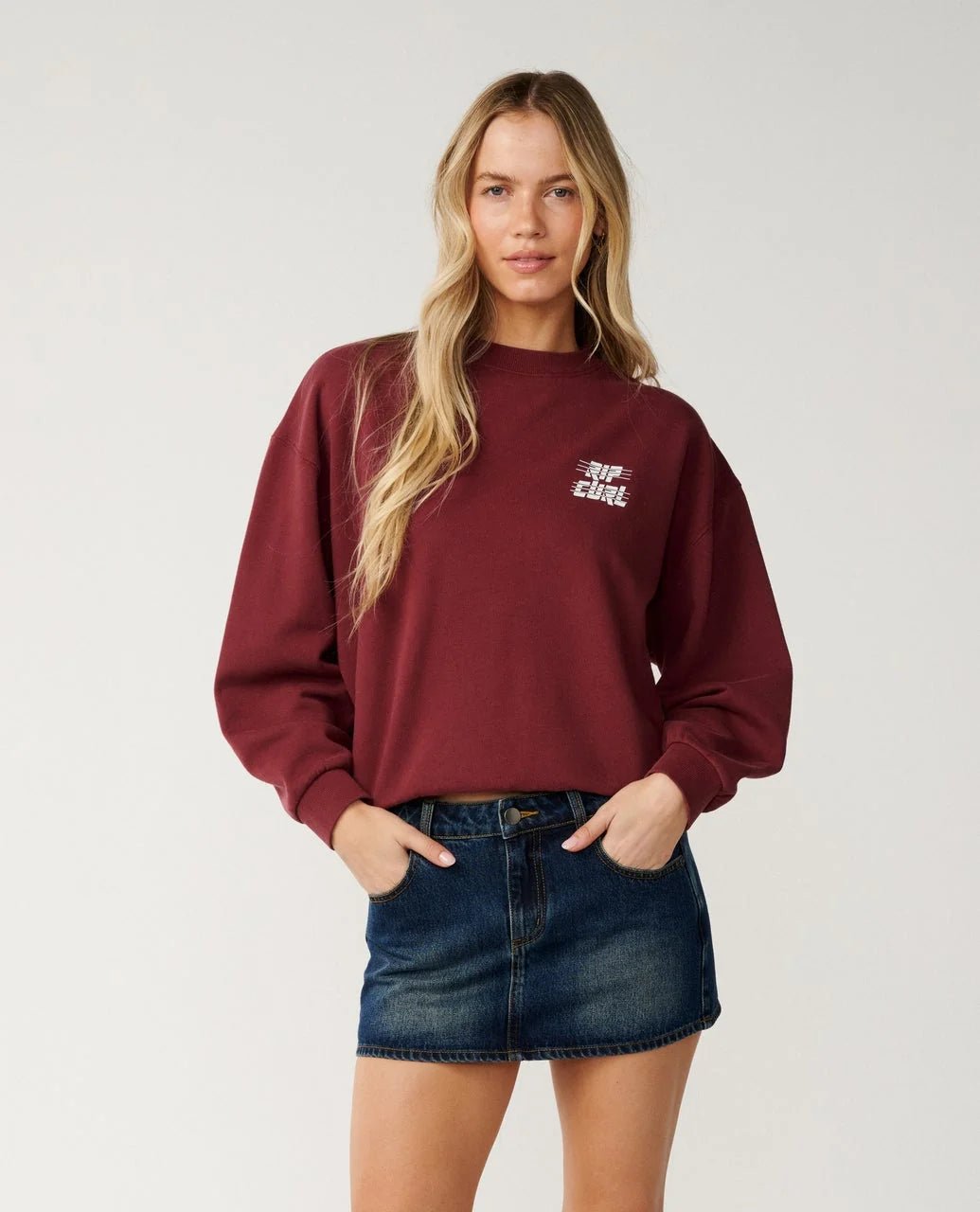 SPORTS DEPT DROP SHOULDER CREW -Rip Curl0BKWFL-DARK PlUM-XS
