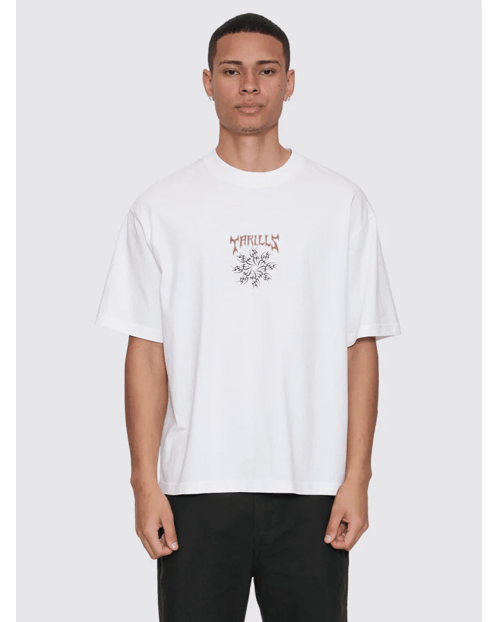 Stagger Box Fit Oversize Cropped Tee - ThrillsTA26-161A-Snow White-S