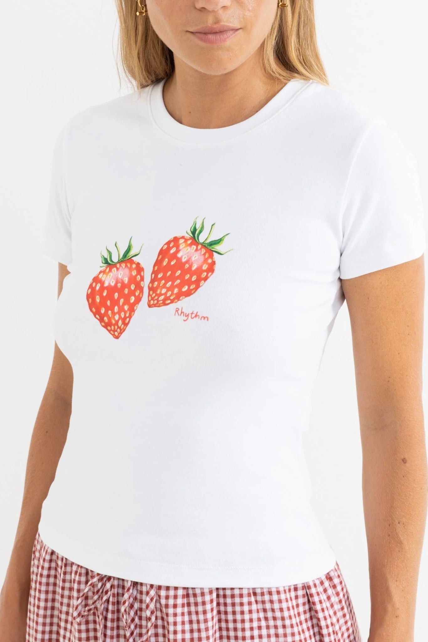 STRAWBERRY EVERYDAY TEE - Rhythm1025W-PT07-WHT-WHITE-06