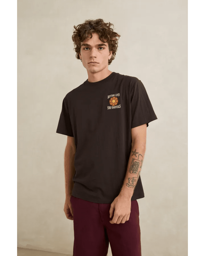 SURF ESSENTIALS SS T-SHIRT -Rhythm0726M-PT02-VINTAGE BLACK-S