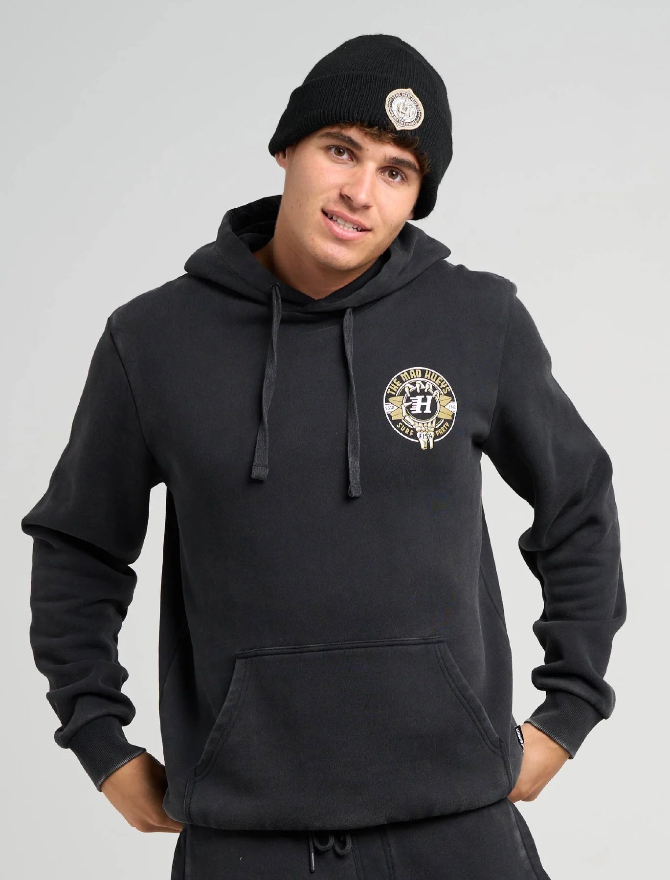 SURF HUEYS | HOODED PULLOVER - The Mad HueysH326M08006-WASHED BLACK-S