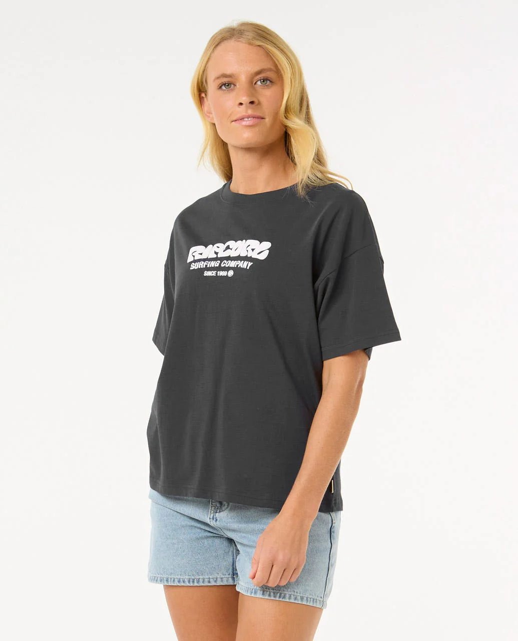SURF PUFF RELAXED TEE - Rip Curl0HXWTE-WASHED BLACK-2XS