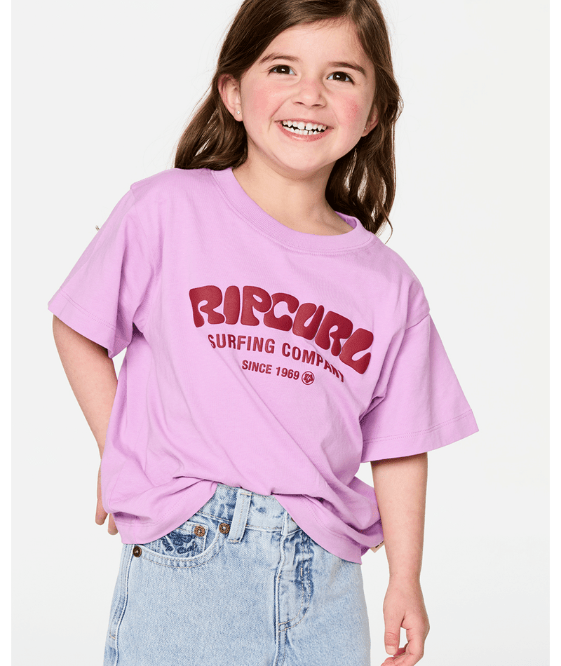 SURF PUFF STANDARD TEE -GIRL -Rip Curl04EJTE-BRIGHT LILAC-3to4