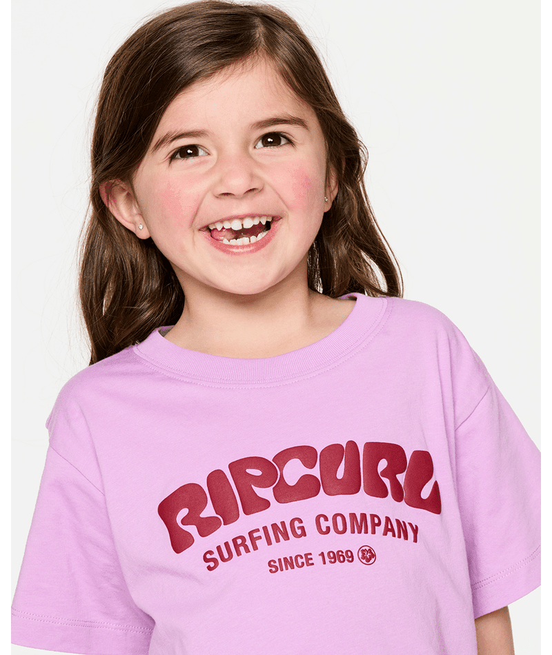 SURF PUFF STANDARD TEE -GIRL -Rip Curl04EJTE-BRIGHT LILAC-3to4