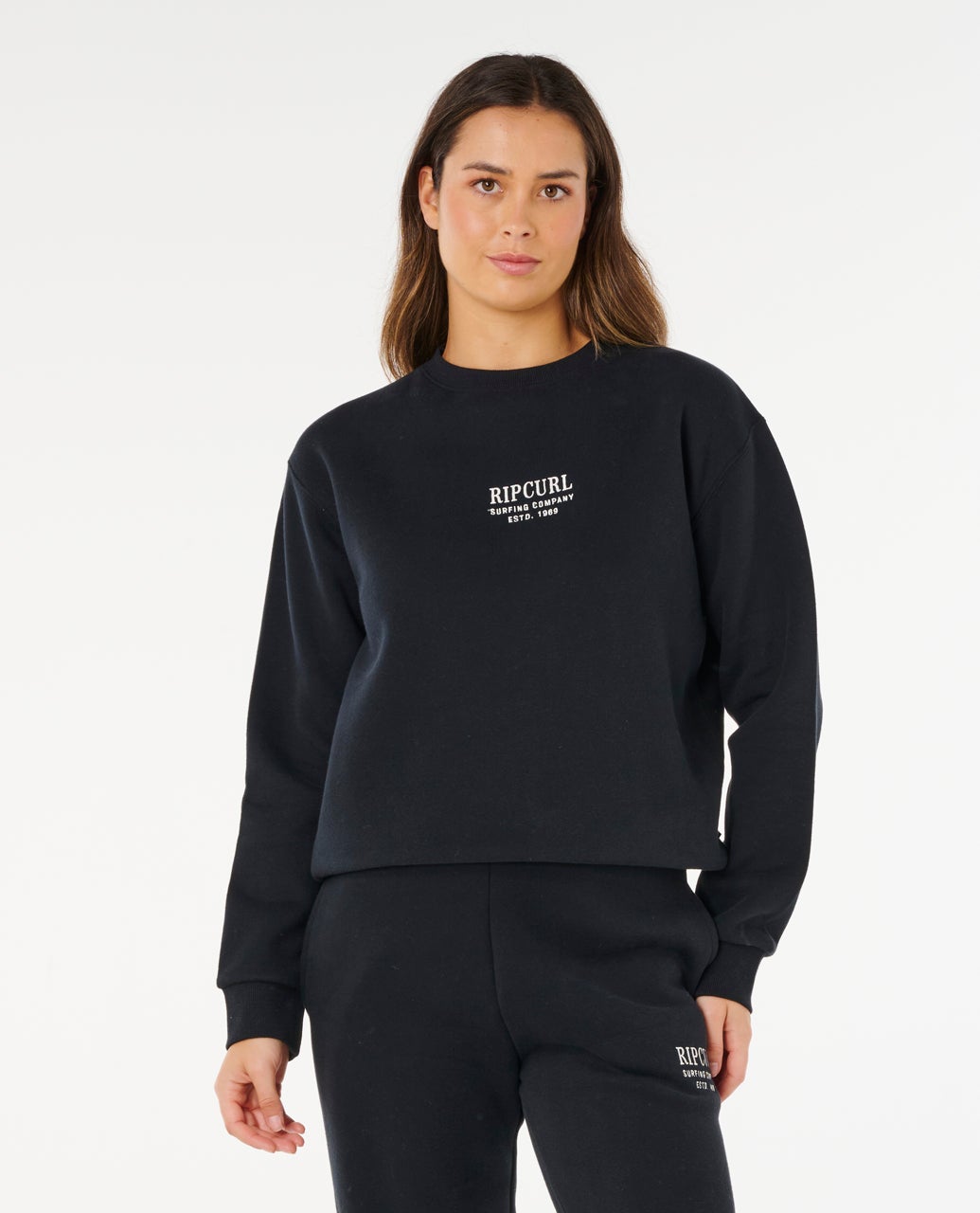 SURF STAPLE RELAXED CREW - Rip Curl07HWFL-BLACK-2XS