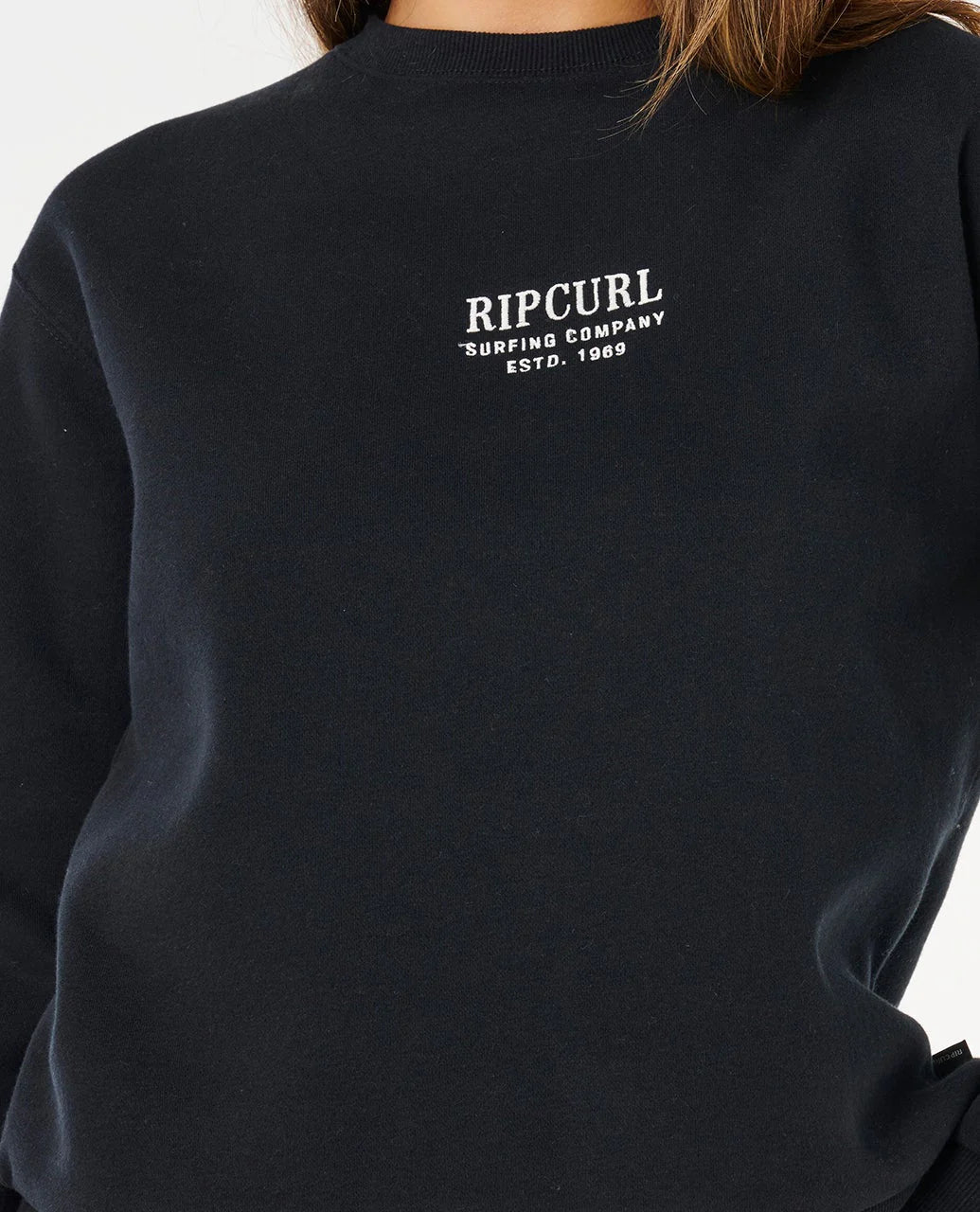 SURF STAPLE RELAXED CREW - Rip Curl07HWFL-BLACK-2XS