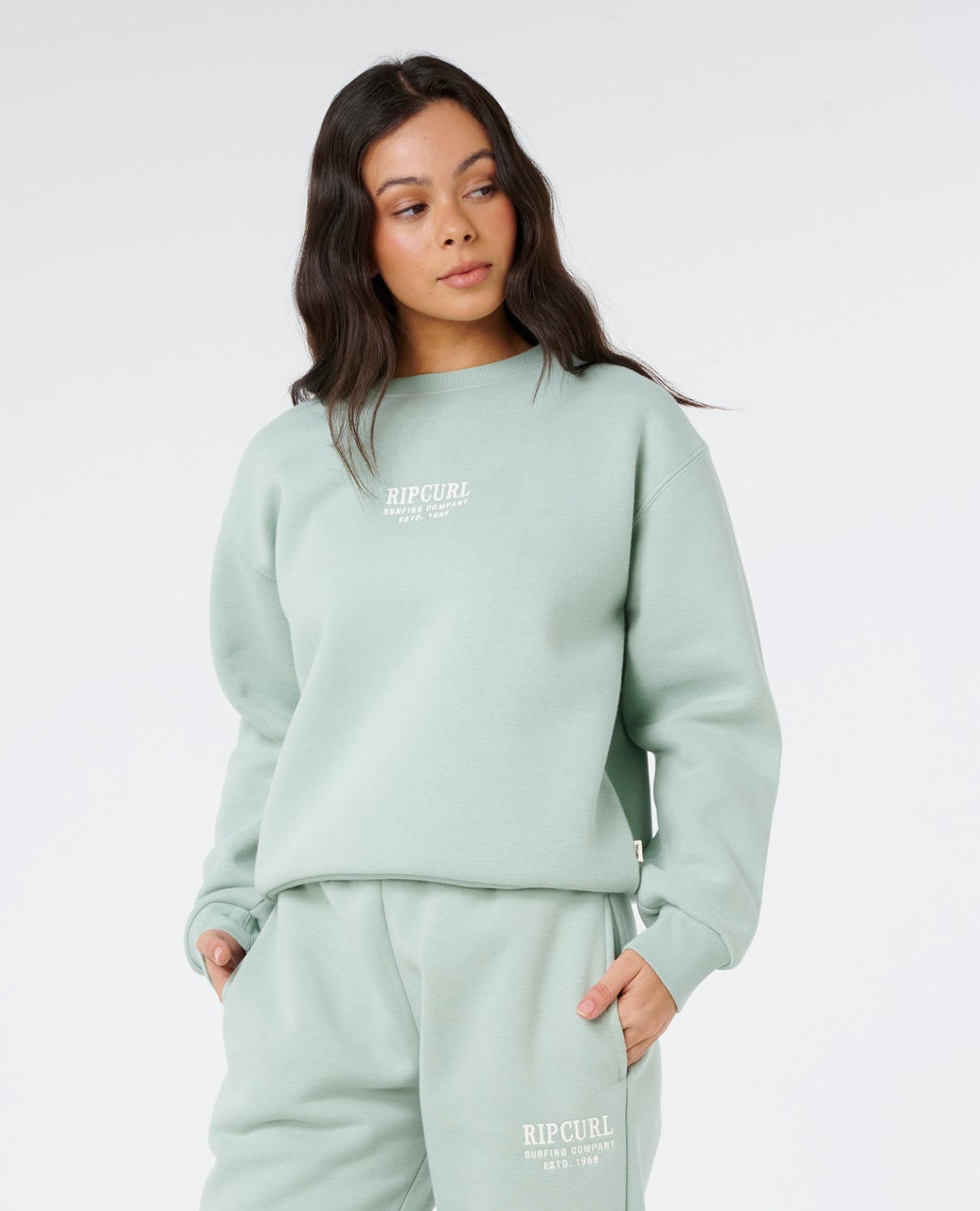 SURF STAPLE RELAXED CREW - Rip Curl07HWFL-Aqua Gray-XS