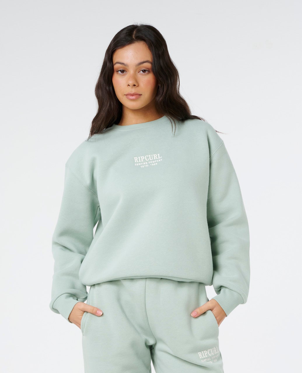 SURF STAPLE RELAXED CREW - Rip Curl07HWFL-Aqua Gray-XS