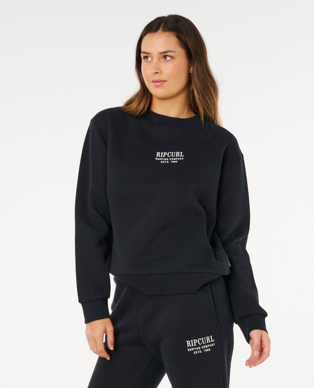 SURF STAPLE RELAXED CREW - Rip Curl07HWFL-BLACK-2XS