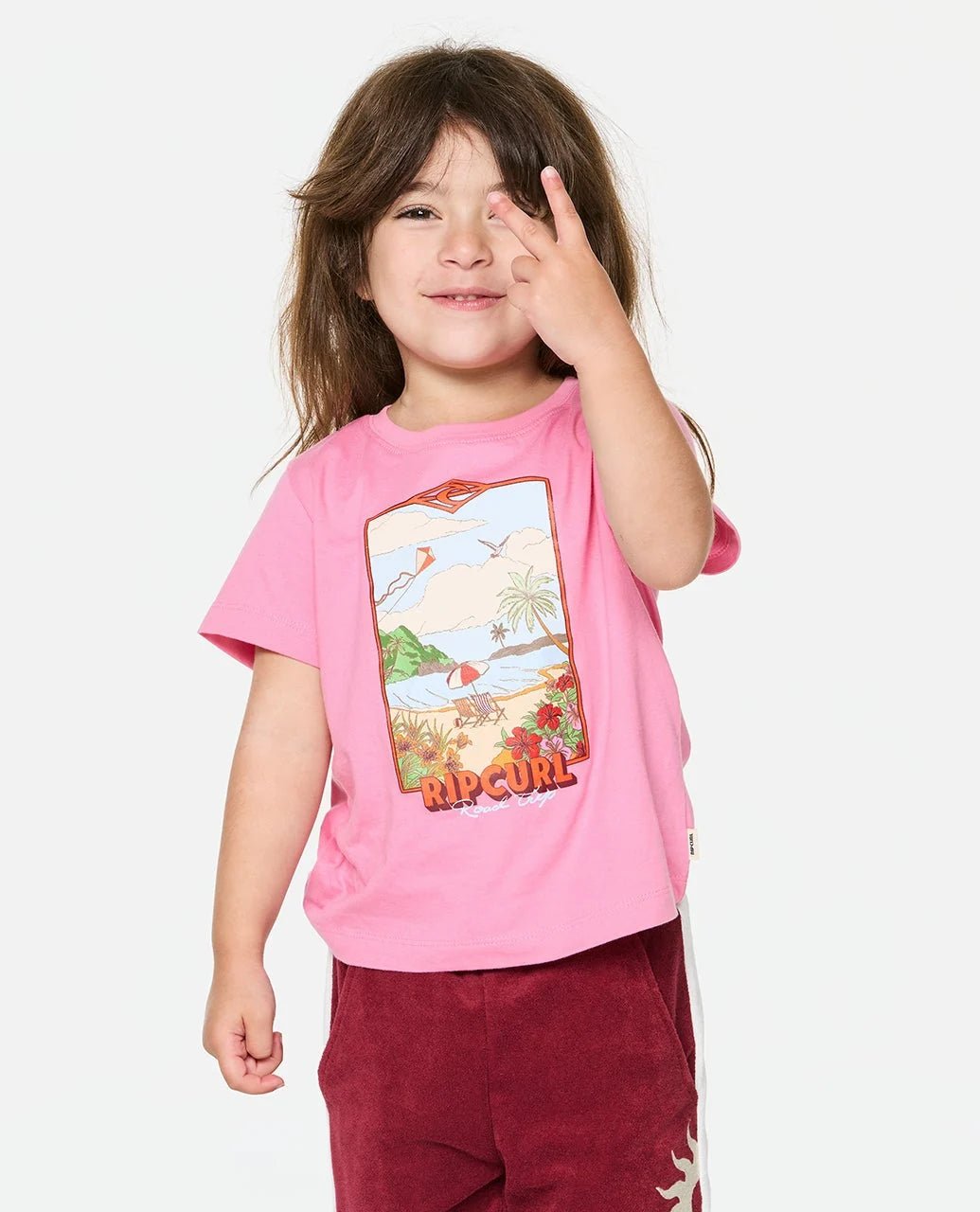 SURF VISTA TEE - GIRL -Rip Curl059JTE-BRIGHT PINK-1to2