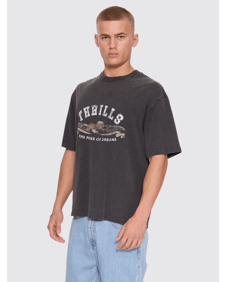 The Power Of Dreams Oversize Box Crop Tee -ThrillsTH26-175G-Temple Grey-S