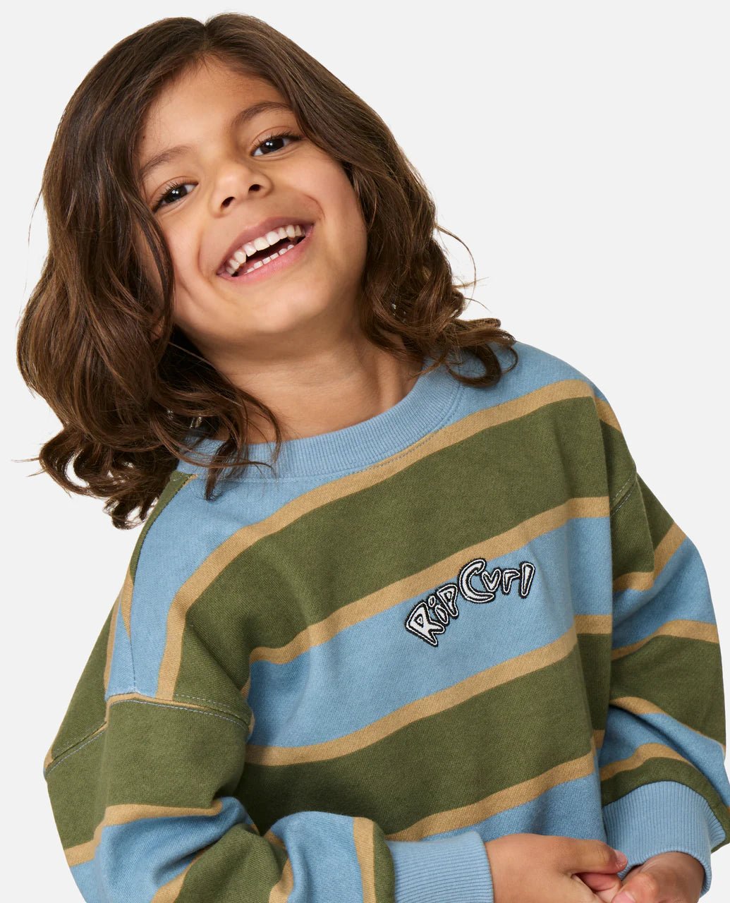 THE WAVE STRIPE CREW - BOY - Rip Curl01QTFL-FADED DENIM-1to2