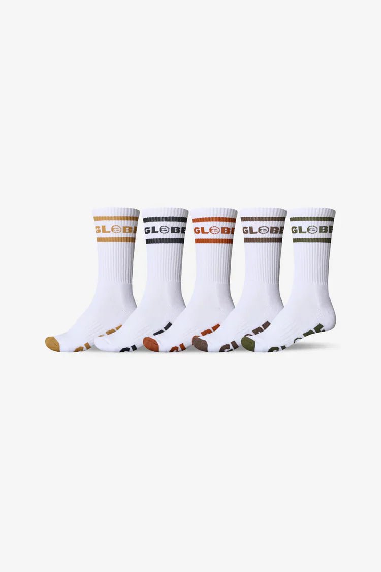 Tilt Hi Crew Sock 5 Pack - GlobeGB72439008 - White/Assorted - 7to11