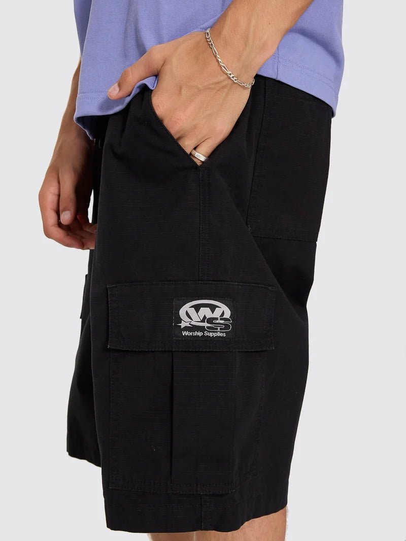 Topper Elastic Cargo Short -WorshipPH26-304B-Black-28