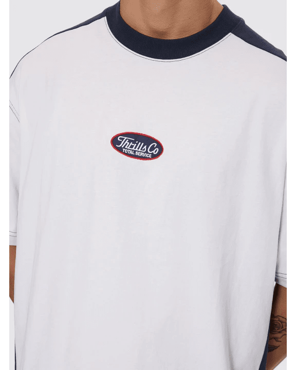 Total Service Box Fit Oversize Cropped Panel Tee - ThrillsTR25-113A-Snow White-XS
