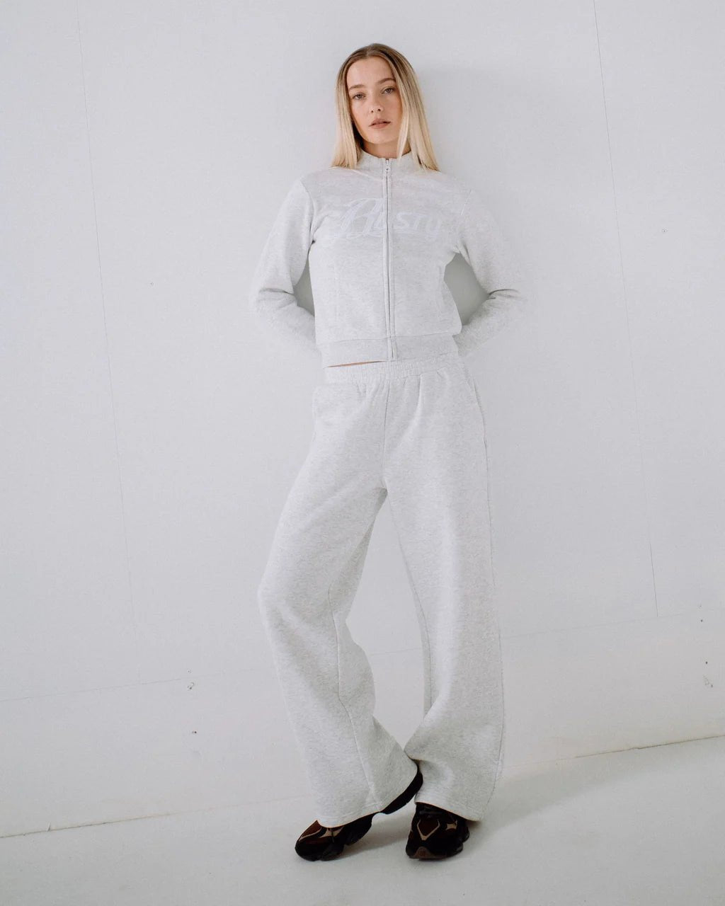 TRAILER TRASH WIDE LEG TRACK PANT - RustyPAL1484-ECRU MARLE-6