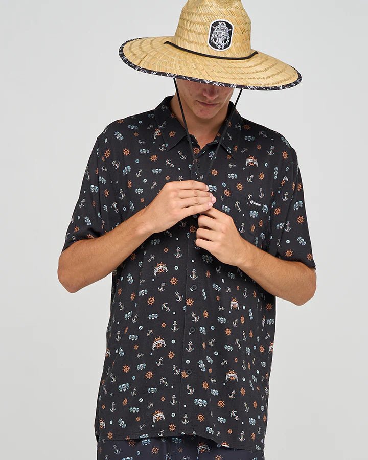 TRIPLE ANCHOR | SS WOVEN SHIRT - The Mad HueysH125M03009-BLACK-S