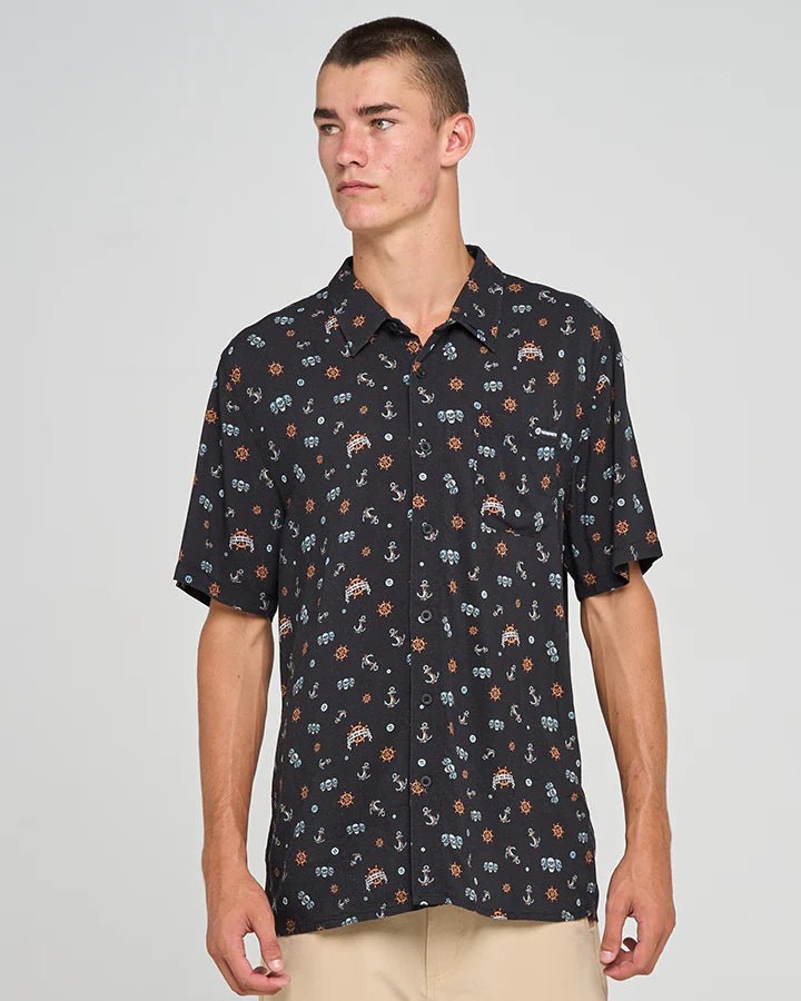 TRIPLE ANCHOR | SS WOVEN SHIRT - The Mad HueysH125M03009-BLACK-S