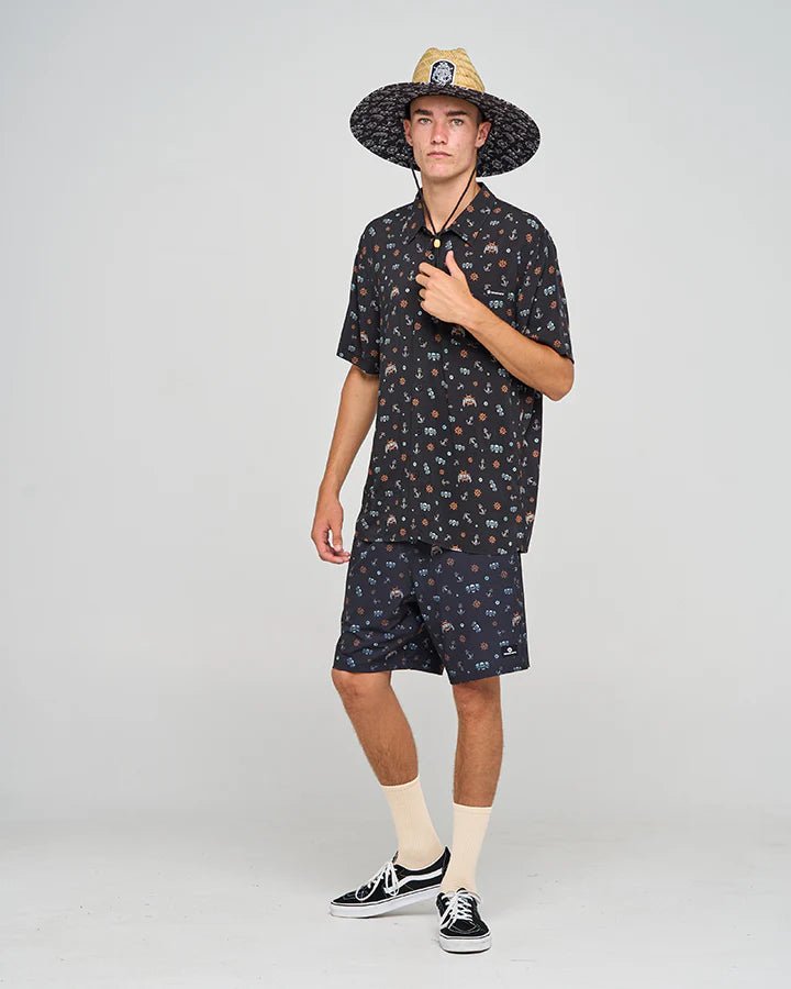 TRIPLE ANCHOR | SS WOVEN SHIRT - The Mad HueysH125M03009-BLACK-S