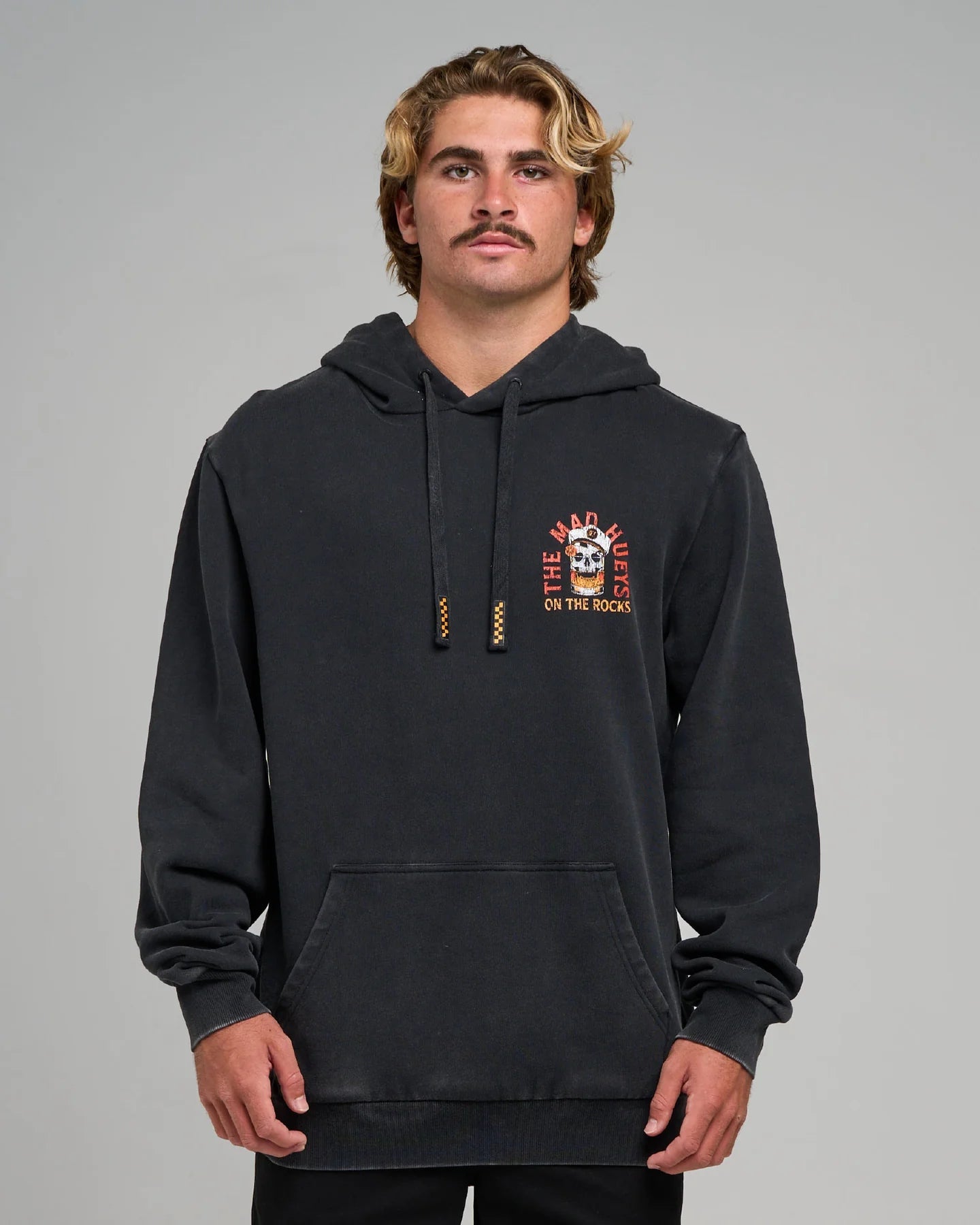 TRIPLE ON THE ROCKS | HOODED PULLOVER - The Mad HueysH226M08007-WASHED BLACK-S