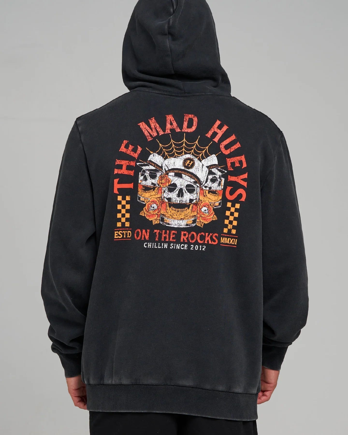 TRIPLE ON THE ROCKS | HOODED PULLOVER - The Mad HueysH226M08007-WASHED BLACK-S