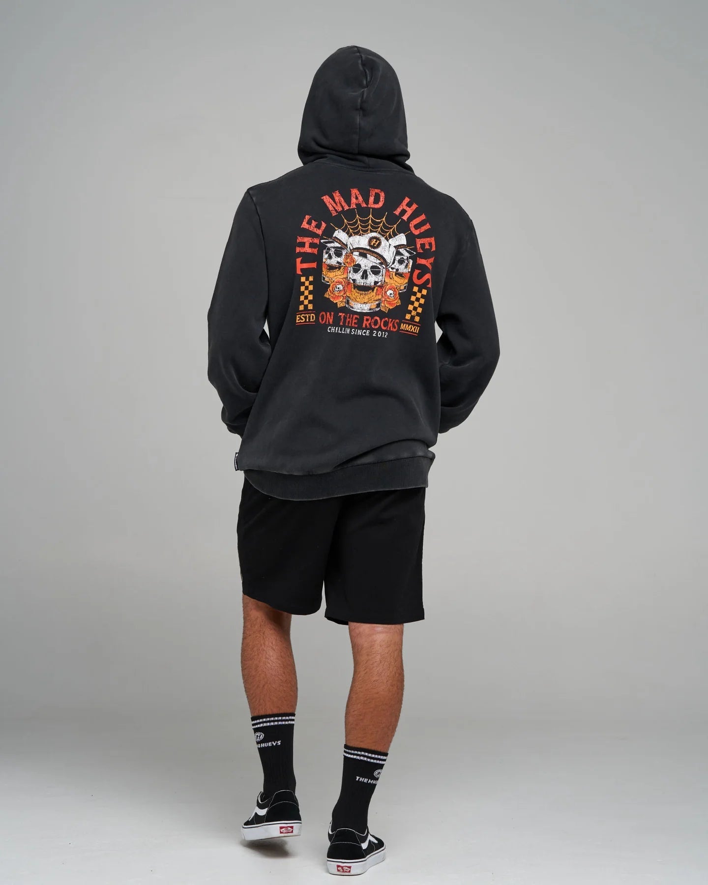 TRIPLE ON THE ROCKS | HOODED PULLOVER - The Mad HueysH226M08007-WASHED BLACK-S