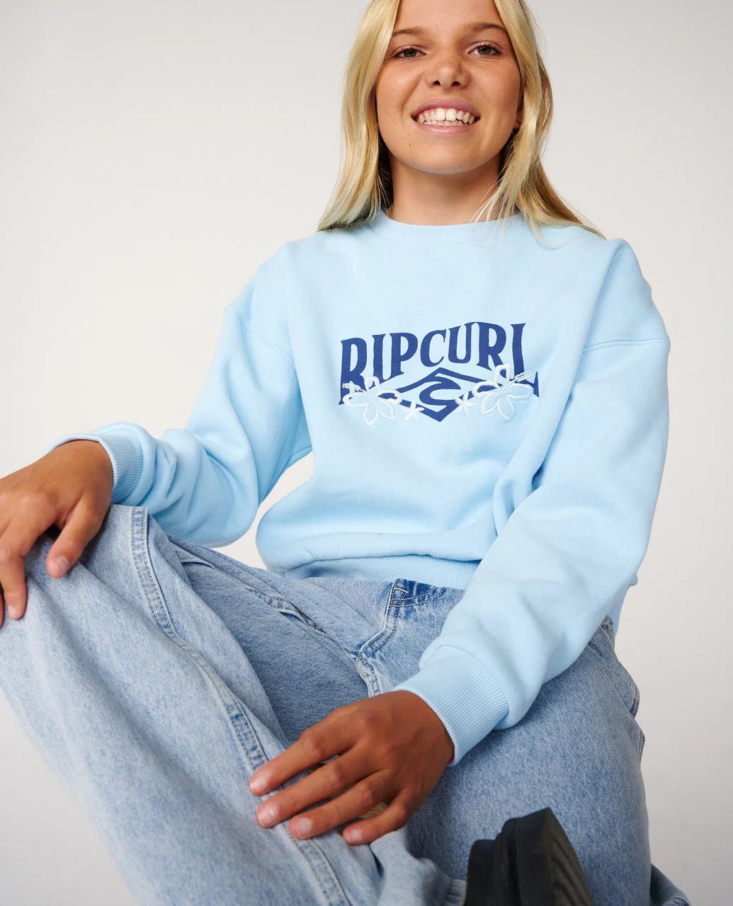 TROPICAL CROPPED CREW - GIRL - Rip Curl040GFL-SKY BLUE-8