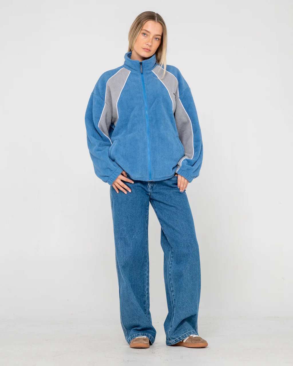 TWO TIDES ZIP THROUGH SHERPA FLEECE - RustyFTL0842-BLUE / GREY-16
