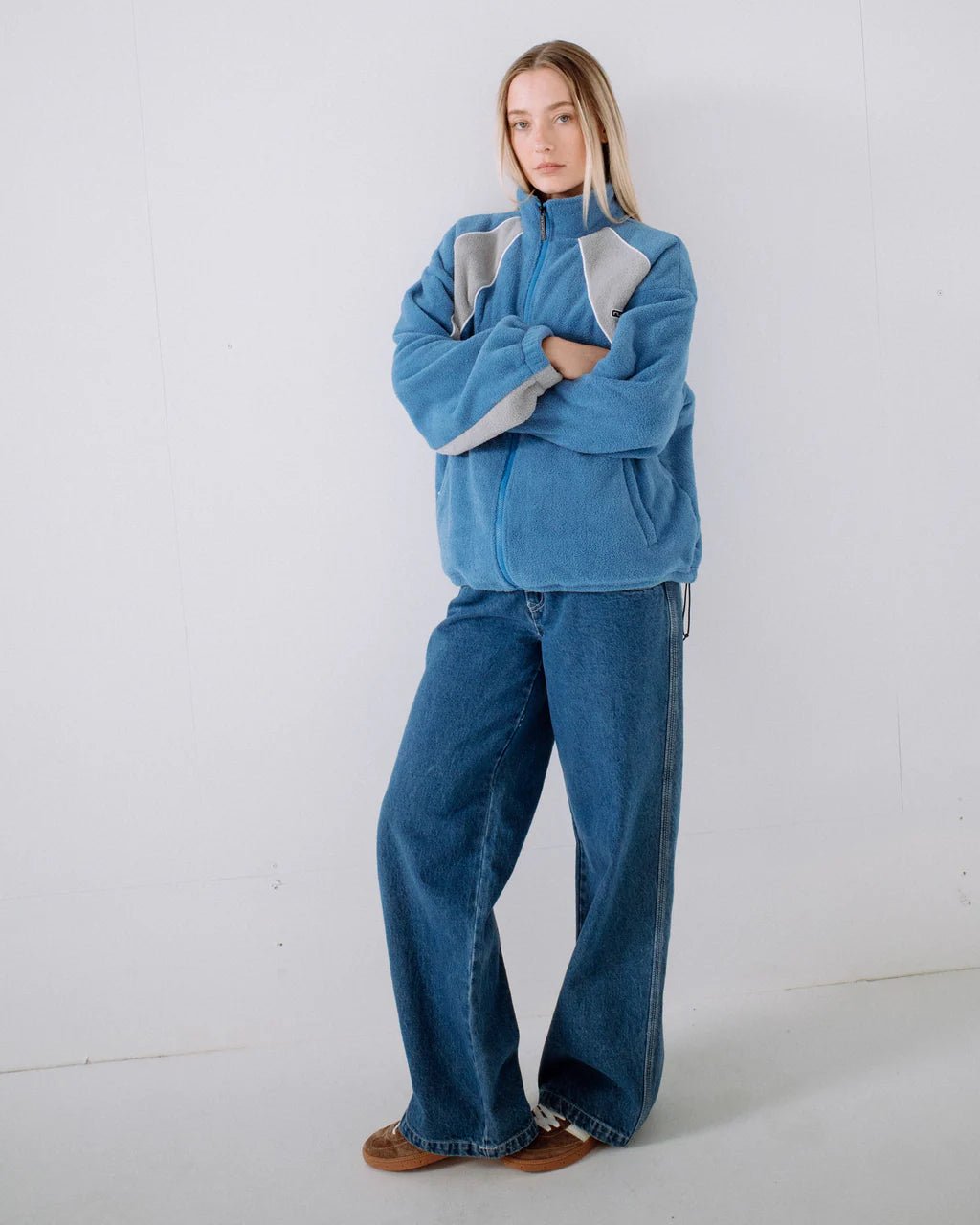 TWO TIDES ZIP THROUGH SHERPA FLEECE - RustyFTL0842-BLUE / GREY-16