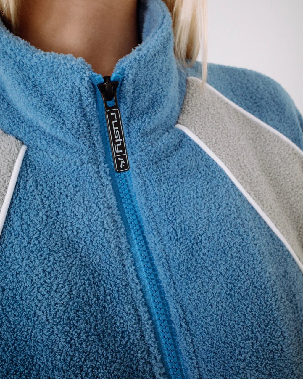 TWO TIDES ZIP THROUGH SHERPA FLEECE - RustyFTL0842-BLUE / GREY-16