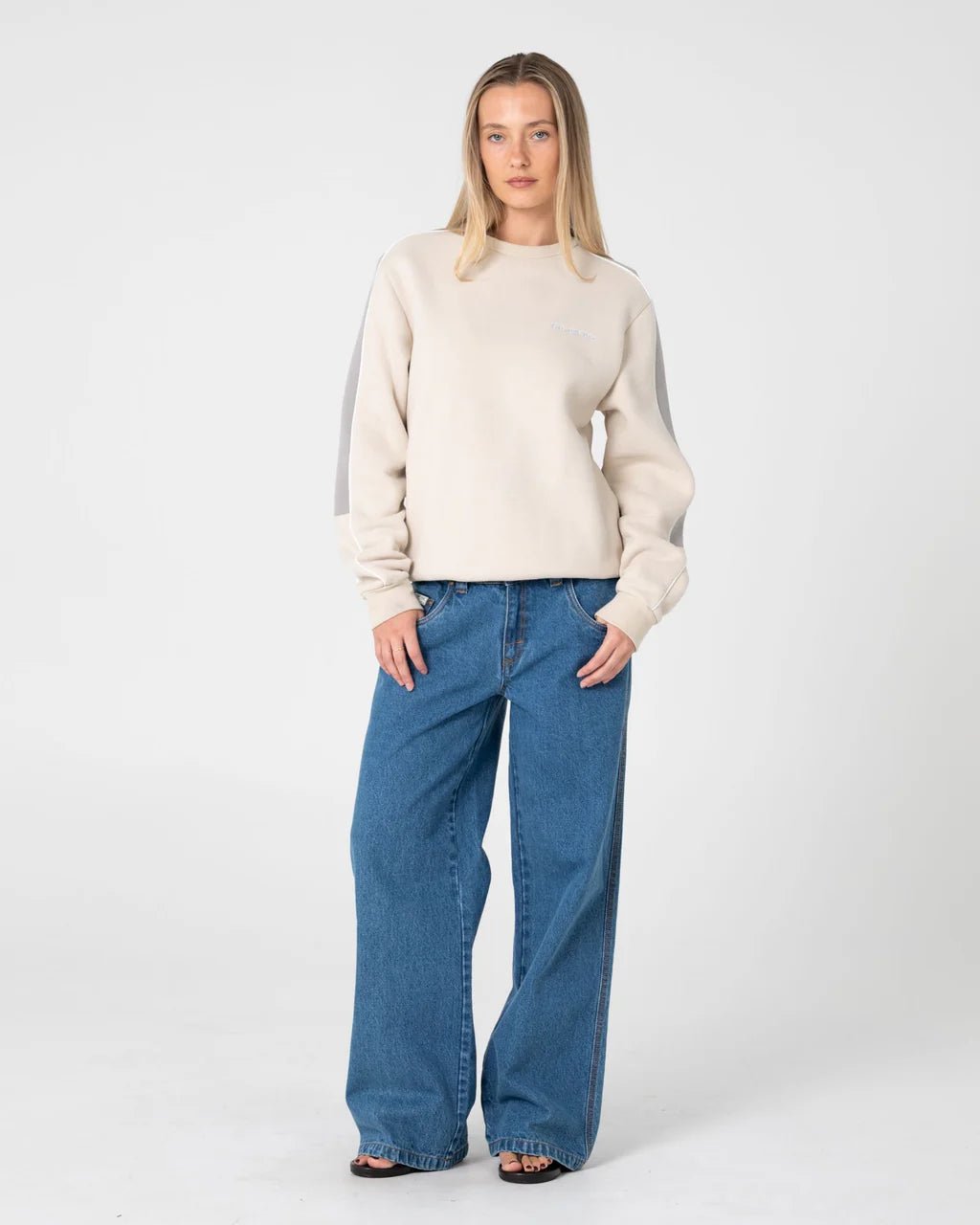 TWO TIMER PANELLED CREW FLEECE - RustyFTL0866-CADET / ELDERBERRY-10