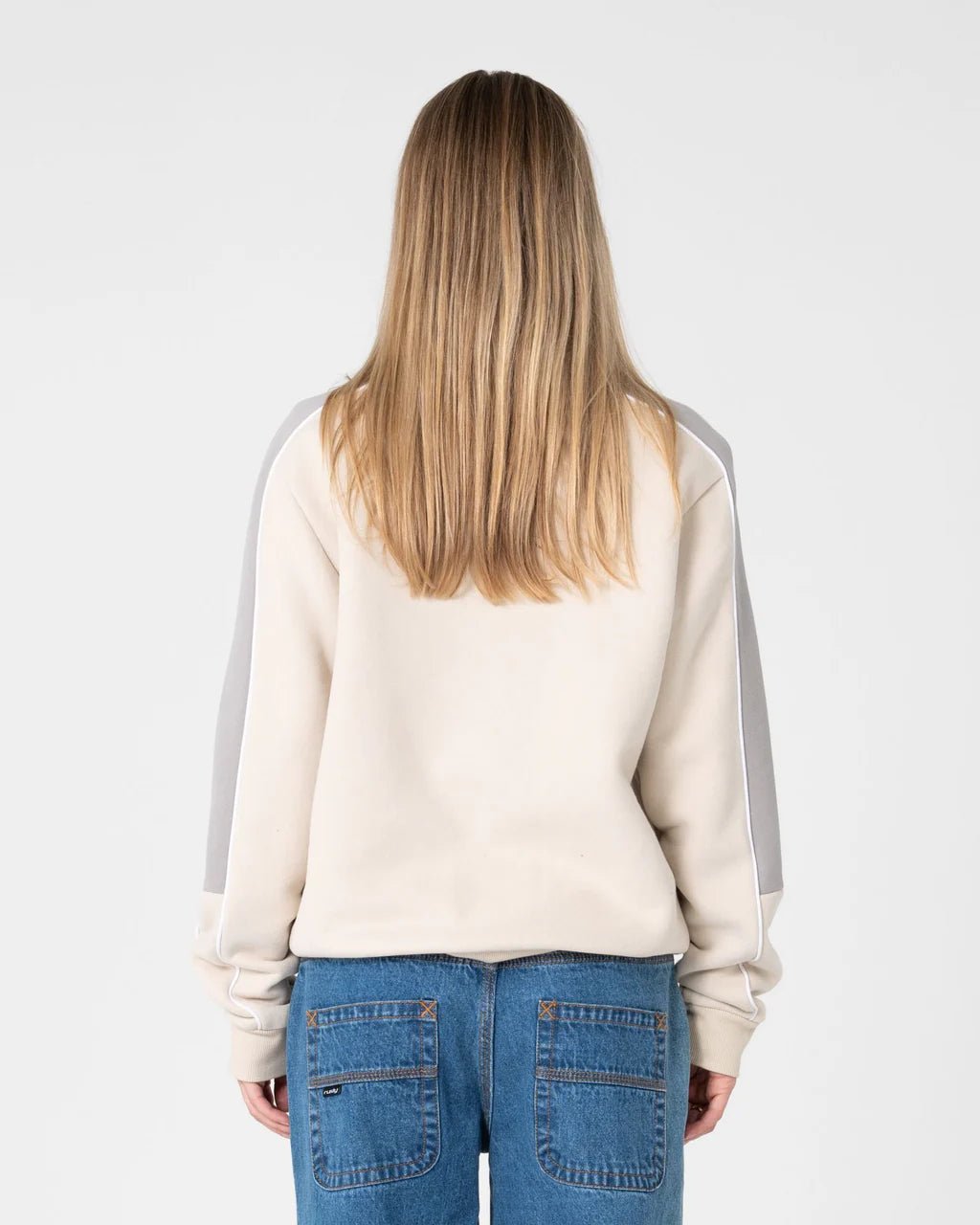 TWO TIMER PANELLED CREW FLEECE - RustyFTL0866-CADET / ELDERBERRY-10