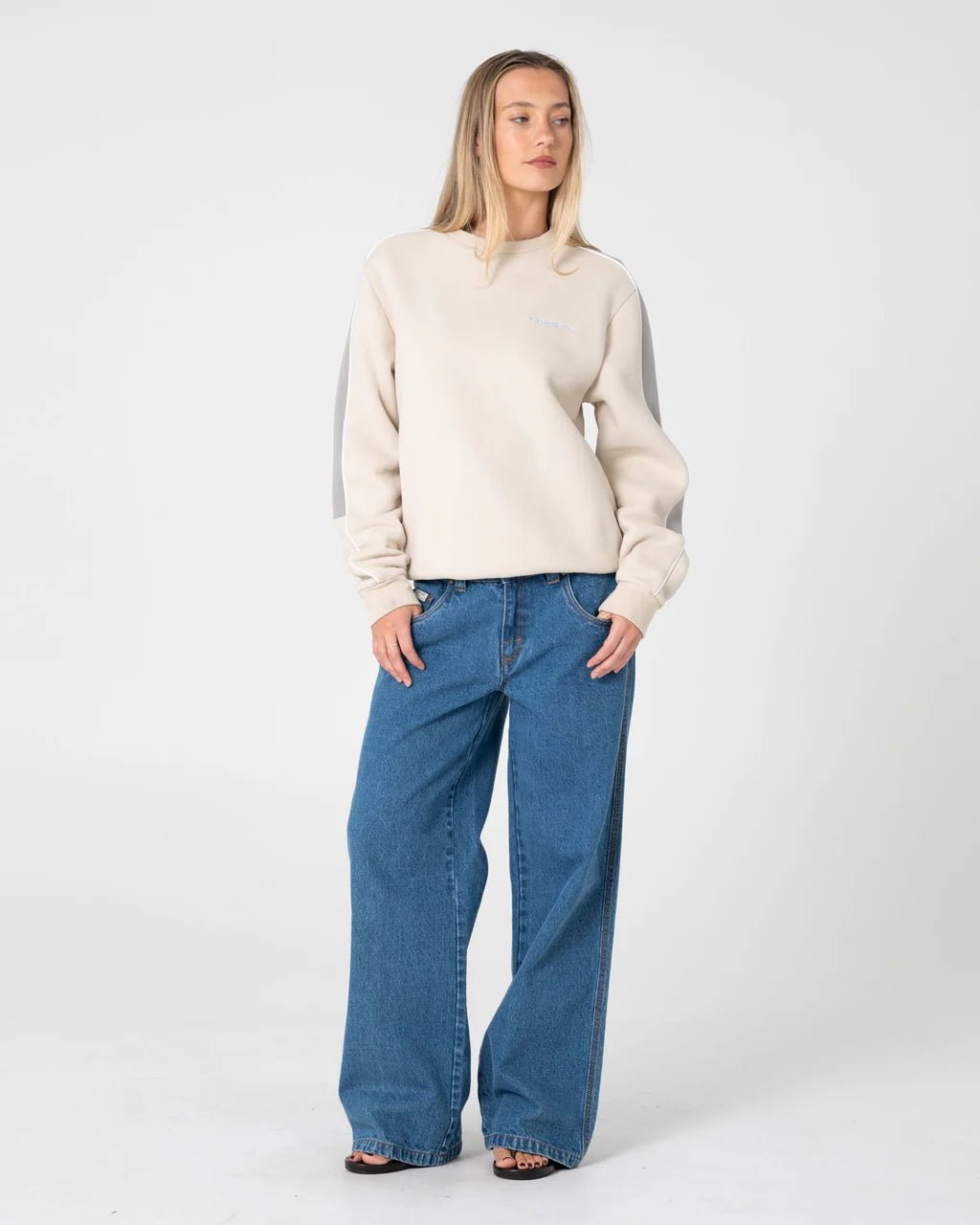 TWO TIMER PANELLED CREW FLEECE - RustyFTL0866-CADET / ELDERBERRY-10