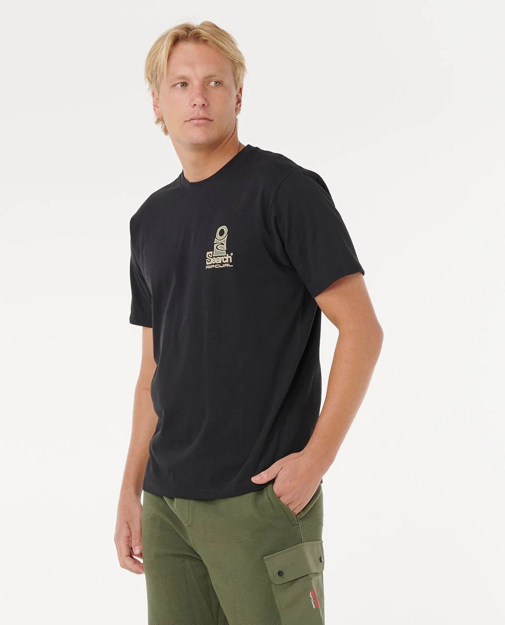 VAPORCOOL SEARCH STACK TEE - Rip Curl0K5MTE-BLACK/OLIVE-S