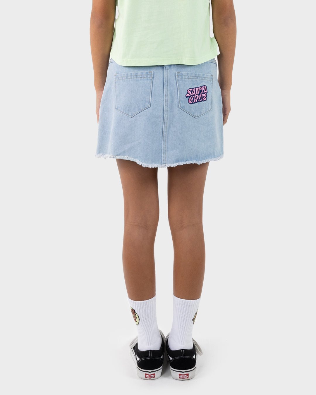 Vibes Stack Raw Hem Skirt - Santa CruzSG324 - SK01 - LIGHT - WASH - INDIGO - Light Washed Indigo - 10